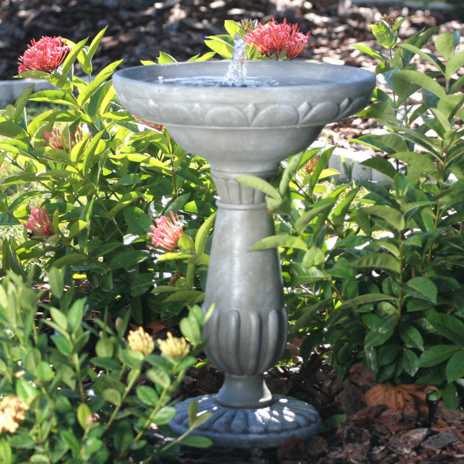 New Outdoor Traditional Bird Bath Waterproof Pedestal Table Ornament