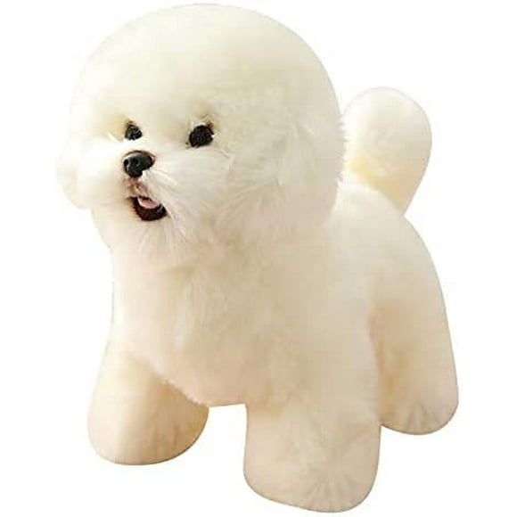 38cm White Simulation Bichon Frize Plush Animal Cuddly Animal Realistic Puppy Toy Girl Children A. (Color : A)