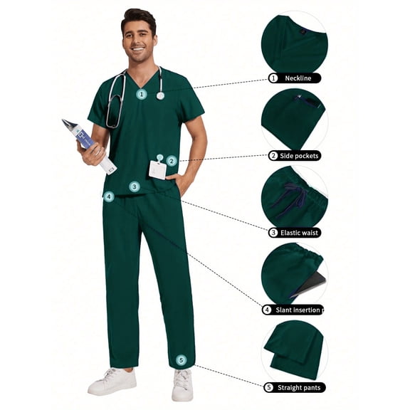2Pcs Set Pet Grooming and Nursing Scrubs Uniforms for Men And Woman High Quality Hospital Work Clothes V Neck Top Pants