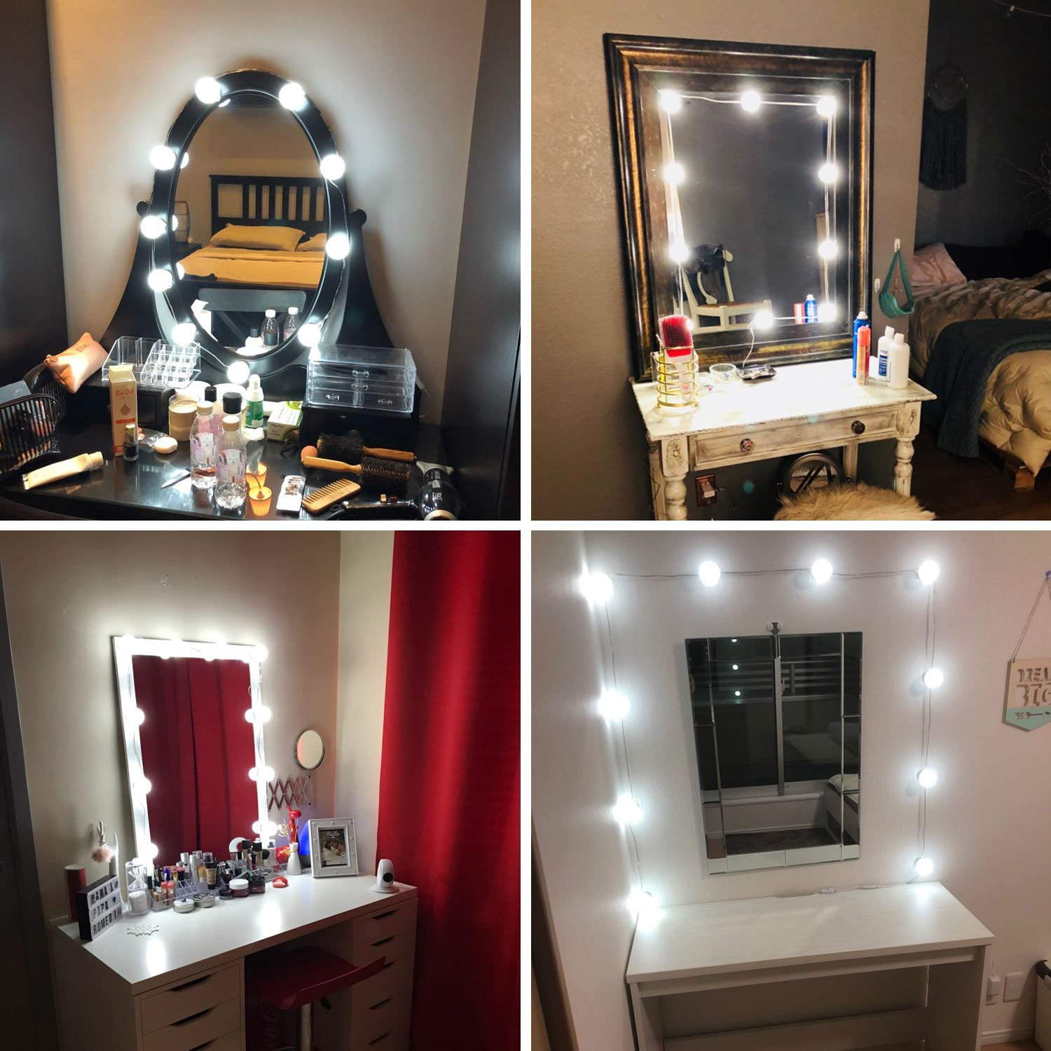 Vanity Lights Kit Hollywood Style, Vanity Table With Lighted Mirror Hollywood Style