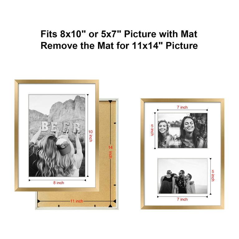 13x16 Black Picture Frame with 10.5x13.5 White Mat Opening for
