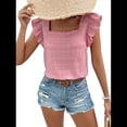 thumbnail image 4 of Top de Mujer con Cuello Cuadrado y Volantes de Corta, Color Rosa, Talla L, 4 of 10