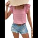 thumbnail image 4 of Top de Mujer con Cuello Cuadrado y Volantes de Corta, Color Rosa M, 4 of 10