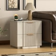 thumbnail image 3 of Brafab Fluted Nightstand with 20W Fast Charging Station,Bedside Tables with 2 Storage Drawers & Curved Base, Large End Tables for Bedroom, 3 of 9