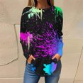 thumbnail image 2 of QATAINLAV Long Sleeve Shirts for Women Loose Fit Plus Size Pullover Tops 2024 Fall Fashion Graffiti Print Round Neck Blouse Streetwear Black L, 2 of 6