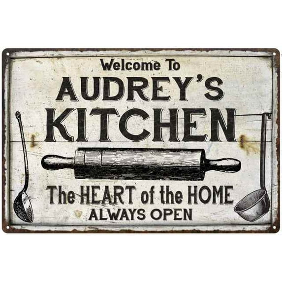 AUDREY'S Kitchen Farmhouse Sign 16 x 24 Matte Finish Metal 116240033176