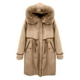 thumbnail image 4 of DPTALR George Women's Winter Fashion Slim Tooling Hooded Coat,Khaki,Size M, 4 of 5