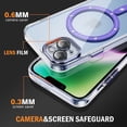 thumbnail image 4 of Bemz Magnetic Case for iPhone 15 with Camera Lens Protection (Compatible with MagSafe) Shockproof Reinforced Air Corner Transparent Cover, Tempered Glass Screen Protector (Lavender Purple), 4 of 8