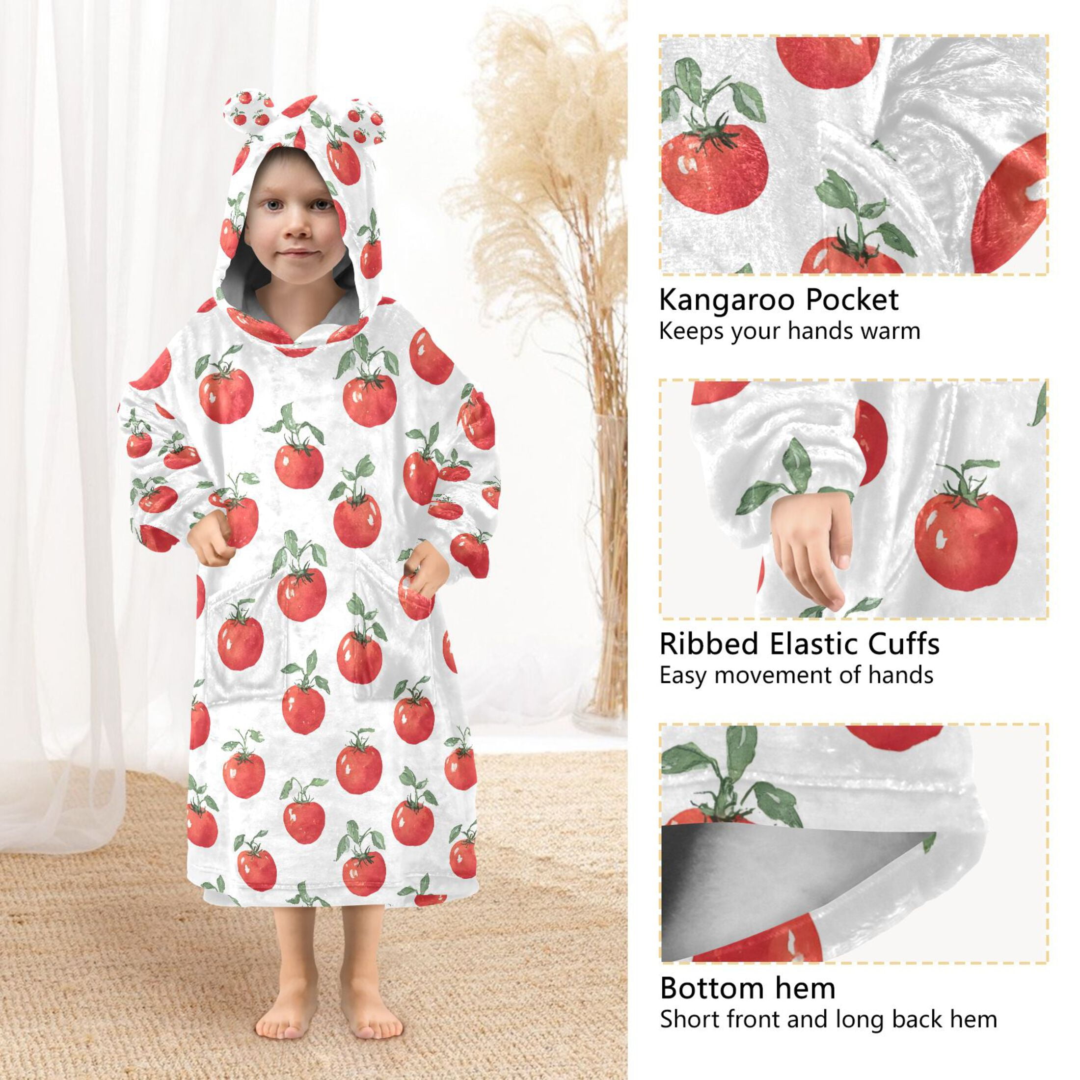 joogoo Wearable Blanket Hoodie for Tomatoes Oversized Sherpa Hooded 3-14 YR M