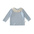 thumbnail image 2 of Huanglei Autumn Long Sleeve Girls Blouse With Floral Lace Collar Cute Ruffle Trim Top For Toddler Girls Soft Comfortable Daily Wear Girl's Casual Tees 2-3 Years, 2 of 5
