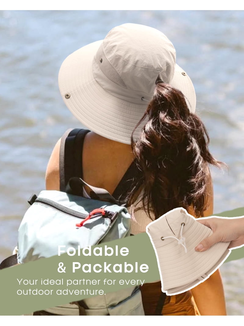 FURTALK Summer Womens Sun Hat with Ponytail Hole Beach  display picture 2