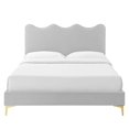 thumbnail image 6 of Platform Bed Frame, Full, Light Grey Gray, Velvet, Bedroom, Modern Contemporary Boutique HB35285, 6 of 12