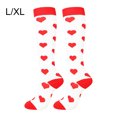 thumbnail image 1 of Chaussettes de Compression 20-30mmhg Longueur Genou Bas de Sport Femmes Bas de Randonnée pour Unisexe Chaussettes de Compression Genou Course Cyclisme, Blanc, Cœur, L/TG, 1 of 8