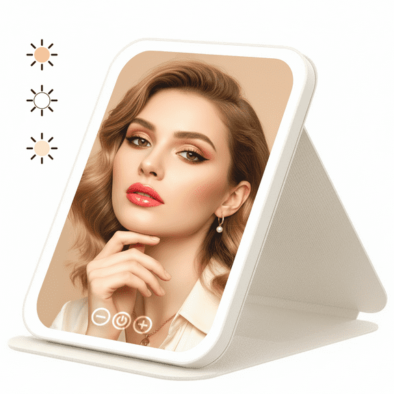 Makeup Mirror,Compact and Portable Design,High - Definition Mirror Surface,360° Circular Light Guide,Rechargeable and Dual - Use,Three - Level Brightness Adjustment