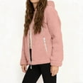thumbnail image 6 of Womens Fuzzy Jacket with Hood Plush Fleece Warm Winter Outerwear Coat Drawstring Hooded Sweatshirt Cardigans (2XL, Pink), 6 of 7