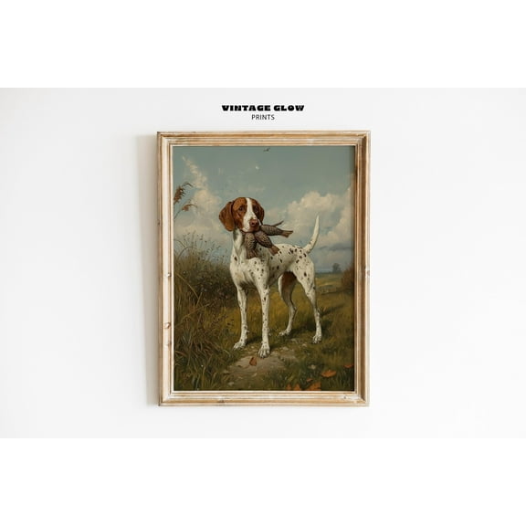 369 Prints german Shorthaired Pointer Hunting Art Print | Vintage Dog With Pheasant Wall Decor | Sporting Dog Artwork For Hunters And Dog Lovers #V140 UNFRAMED, 16x24
