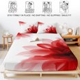 thumbnail image 5 of Twin XL Size Fitted Sheet Set - Red Flower 2 Piece Bedding Sets 16" Deep Pocket Fitted Sheet with 1 Pillowcases, Boho Modern Floral Abstract Ombre Leaf White Brushed Microfiber Hotel Bed Sheets, 5 of 9