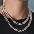 thumbnail image 5 of Leander Hip Hop 12mm 10mm Real White Gold/18K Gold/Rose Gold Plated Iced Out Miami Cuban Link Chain Necklace or Bracelet Diamond CZ Choker for Men Women, 5 of 6