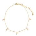thumbnail image 2 of 18K Yellow Gold Plated Sterling Silver White Cubic Zirconia Dangle Station Anklet, 2 of 5