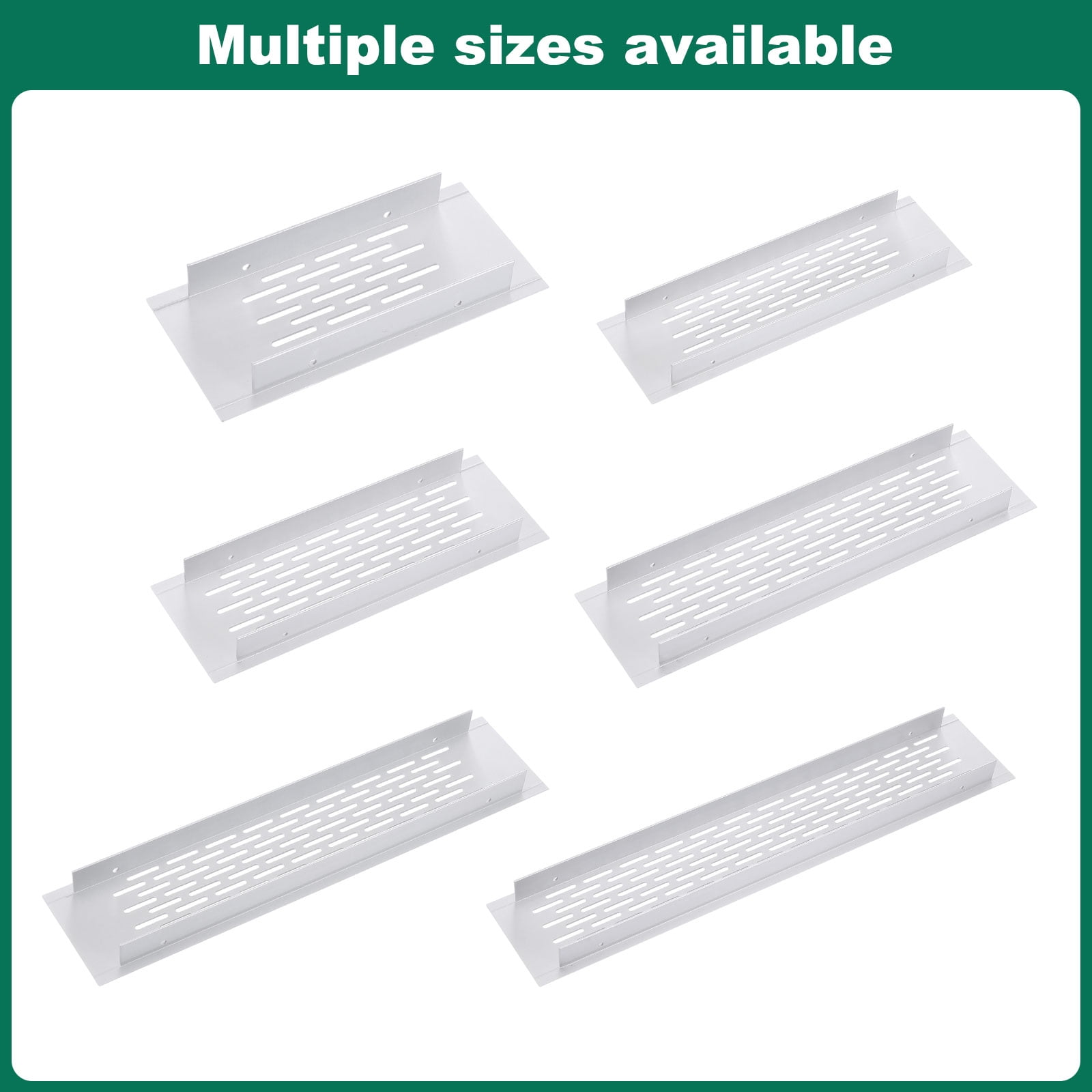 Uxcell 2Set Air Vent Cover, 20 x 3 Inch Heavy Duty Aluminum Grille Ventilation Cover with 8 Mounting Screws for Cabinet Wardrobe Kitchen Shoe Cabinet, Silver