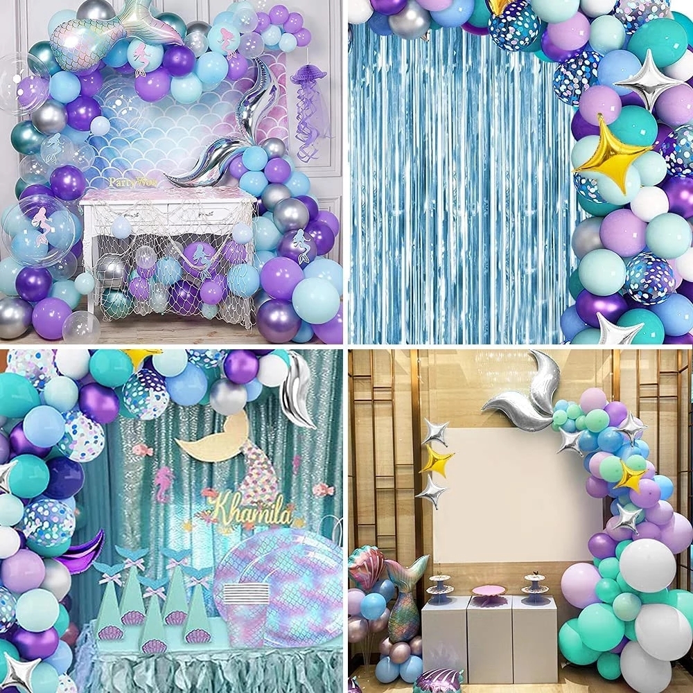 Meerjungfrau Geburtstagsdeko „Dive Into Five“ – Hintergrund, Ballons, Cake-Topper Für 5. Geburtstag, Mädchen-Ozean-Thema