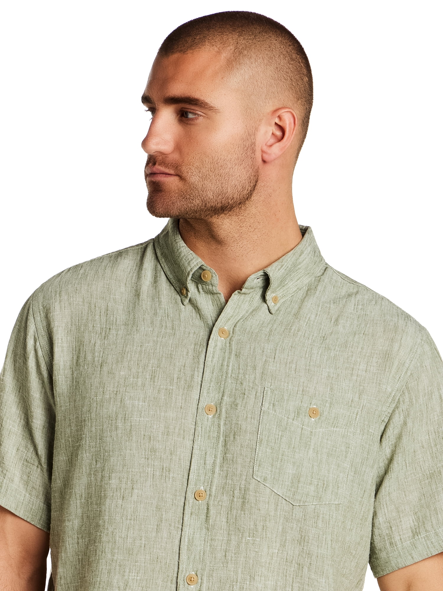 Frontier Threads Men's Short Sleeve Linen Like Button Up Shirt