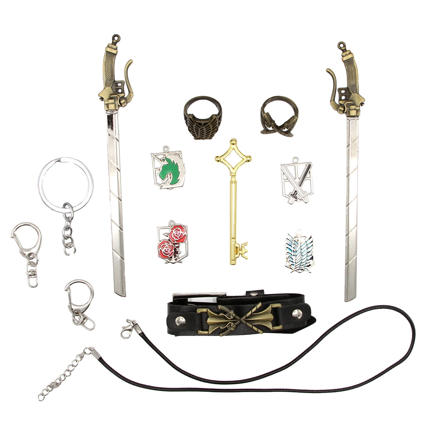 Legions and ODM Rings Bracelet - Attack on Titan Necklace & Keychain 10 pc. Pendant