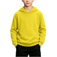 thumbnail image 3 of LangJing Boys Girls Solid Color Hoodies Youth Teens Long Sleeve Pullover Sweatshirt Juniors Hooded Tops Back to School Sweatshirts, 1-15Years, 3 of 7