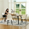 thumbnail image 3 of Homy Casa Modern Industrial 5-Piece Dining Set for 4 for Dining Room, Faux Wood Walnut Live Edge Table with 4 Armless Chairs, 3 of 11