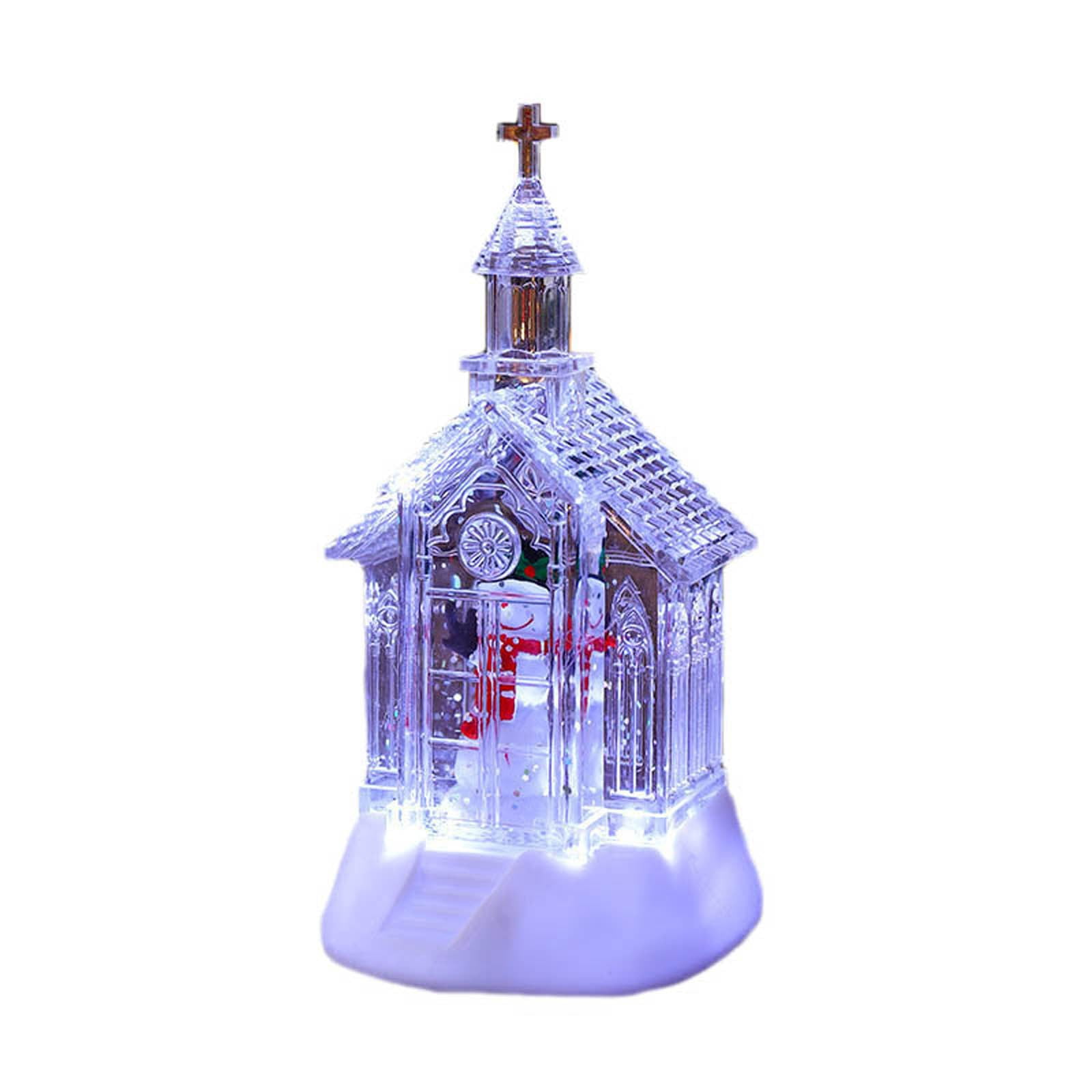 AURIGATE Light Up White Church Christmas – Decorative LED Water
