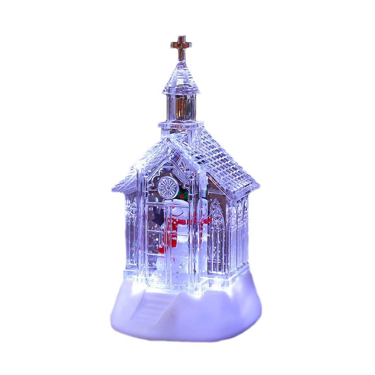 AURIGATE Light Up White Church Christmas – Decorative LED Water