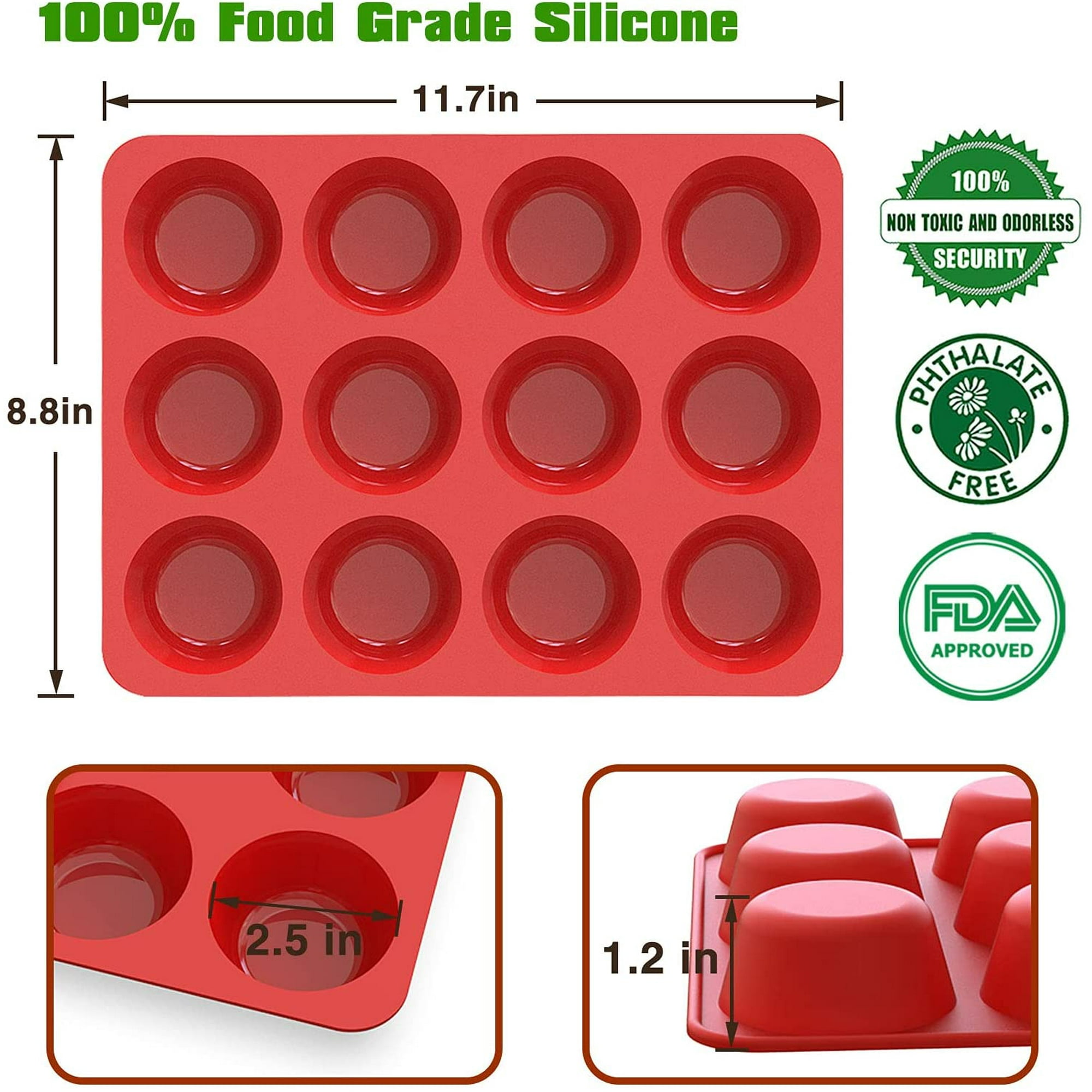 Moules En Silicone Pour Muffins Et Cupcakes - Lot De 2 Avec 24 Cavités En Forme De Cœur, Antiadhésif, Va Au Four Et Lave-vaisselle