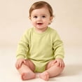 thumbnail image 2 of QIbmong Newborn Infants Cotton Romper Long Sleeve Crew Neck Soft Outwear Bodysuit Casual Pull on Snap Button Fall Winter Clothes(12-18 Months,Yellow), 2 of 6
