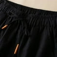 thumbnail image 4 of Women Casual Cotton Linen Shorts Drawstring Comfy Elastic Waist Shorts Summer Loose Pull On Short Pants with Pockets, 4 of 5