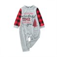 thumbnail image 2 of Baqcunre Christmas Pajamas Christmas Baby Letter Plaid Print Jumpsuit Romper Xmas Family Matching Pajamas Clothes Family Christmas Pajamas Matching Sets Grey, 2 of 5