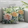 thumbnail image 3 of COMIO  Watercolor Peony Flower Pillow Cover Pink Rose Flower Pillow Cover Square Decorative Couch Pillows Floral Watercolor Farmhouse Couch Pillows for Sofa Home Bedroom Outdoor, 3 of 5