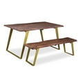 thumbnail image 2 of Sheesham Live Edge Gold Legs Bench, 2 of 7