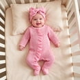 thumbnail image 2 of 6-12M Newborn Baby Girl Spring And Summer Solid Color Romper For Infants And Toddlers, 2 of 9