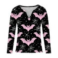 thumbnail image 4 of Jsaierl Halloween Shirts Women Funny Pumpkin Ghost Graphic Tees Trendy V Neck T-shirt Long Sleeve Tunic Blouse Tops Halloween Gifts, 4 of 4