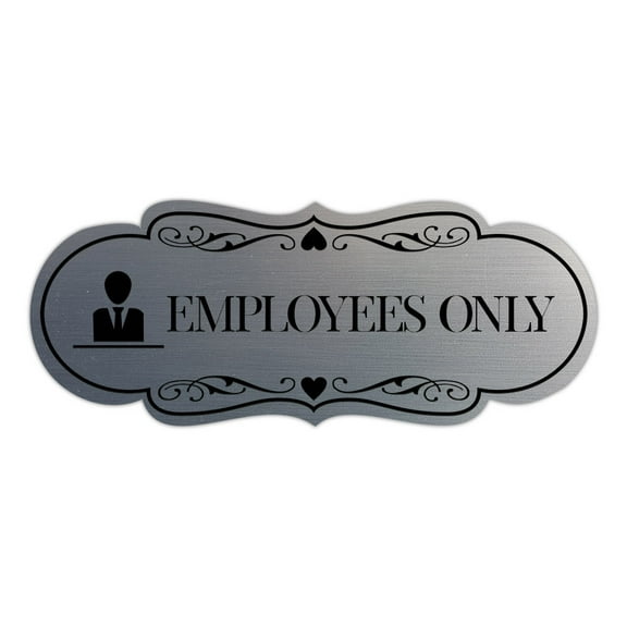 Designer Employees ONLY (Worker) Sign (Brushed Silver) - Large