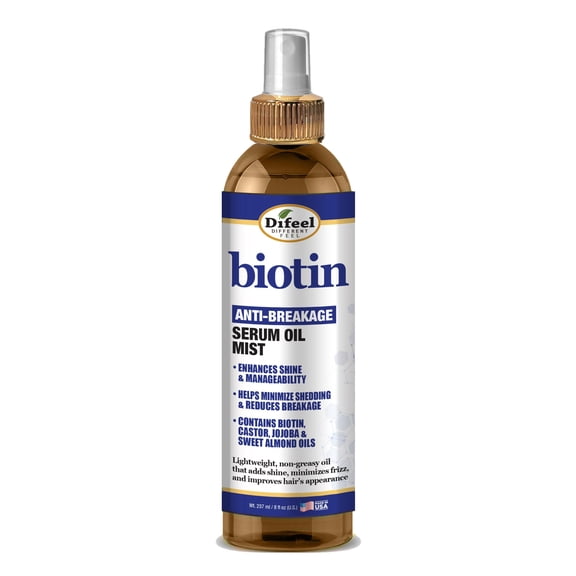 Difeel Biotin Anti-Breakage Serum Oil Mist 8 oz, Strengthening Hair Spray for Frizz and Shine