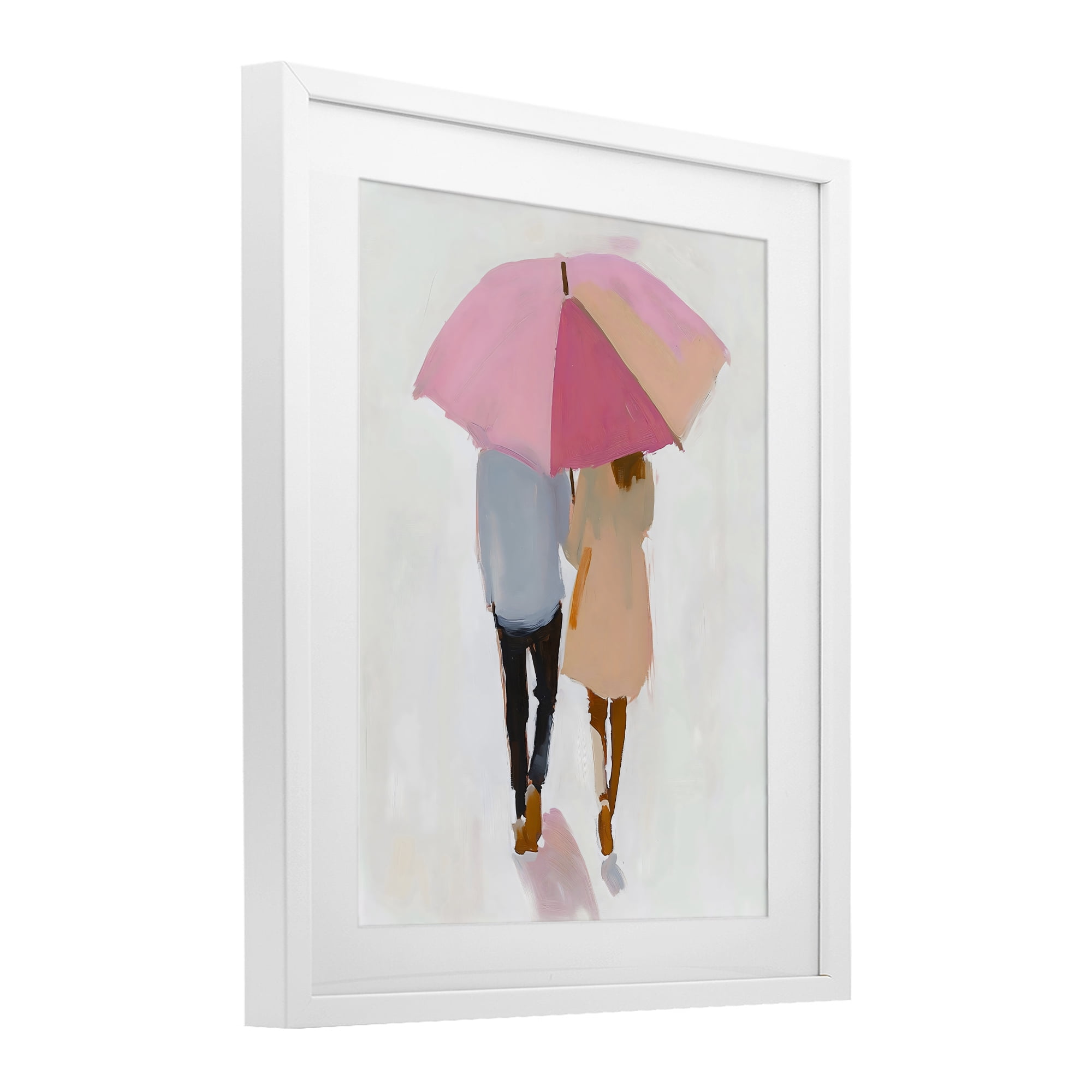 Stupell Industries Couple Stroll Under Umbrella White Framed Print Under Glass, design by The Prints Vibe