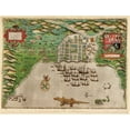 thumbnail image 2 of Vintage Maps 32x26 Gold Ornate Wood Framed with Double Matting Museum Art Print Titled - Sir Francis Drakes West Voyage to the West Indies Santo Domingo 1589, 2 of 4
