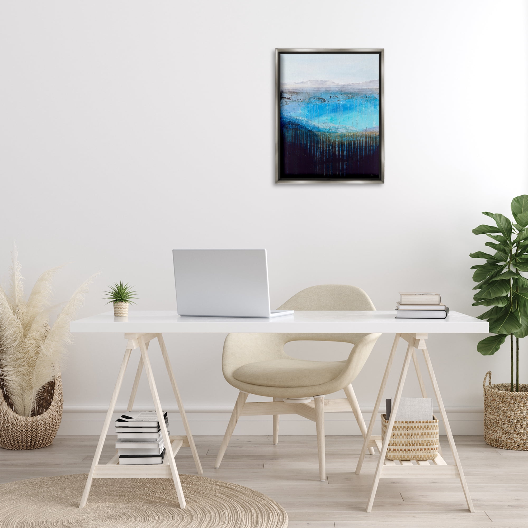 Stupell Industries Intense Abstract Landscape Abstract Painting Gray Floater Framed Canvas Art Print Wall Art, 17 x 21