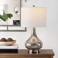 thumbnail image 1 of Safavieh Lighting Collection Brooks Silver Glass 24-inch Bedroom Living Room Home Office Desk Nightstand Table Lamp (LED Bulb Included), 1 of 5