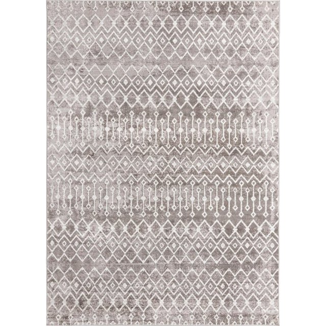 Unique Loom Bohemian Trellis Tribal Area Rug 9' x 12' Rectangular Gray/Ivory