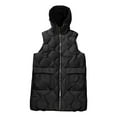 thumbnail image 2 of ZMHEGW Women'S Solid Hooded Single Medium Length Cotton Jacket Vest Slim Cardigan Coat, 2 of 6