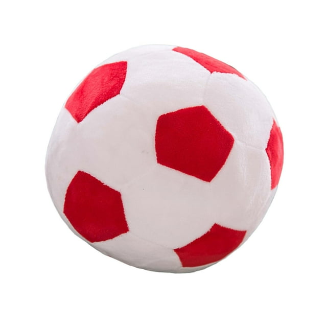 Peluche de fútbol, juguete de peluche multifuncional, almohada de peluche, peluche cómodo rojo blanco