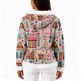 thumbnail image 4 of Women's Casual Fashion Long-Sleeve Zip-Up Fleece Hooded Cardigan with Christmas Print, Cozy and Warm for Winter Season,Light pink,S, 4 of 5