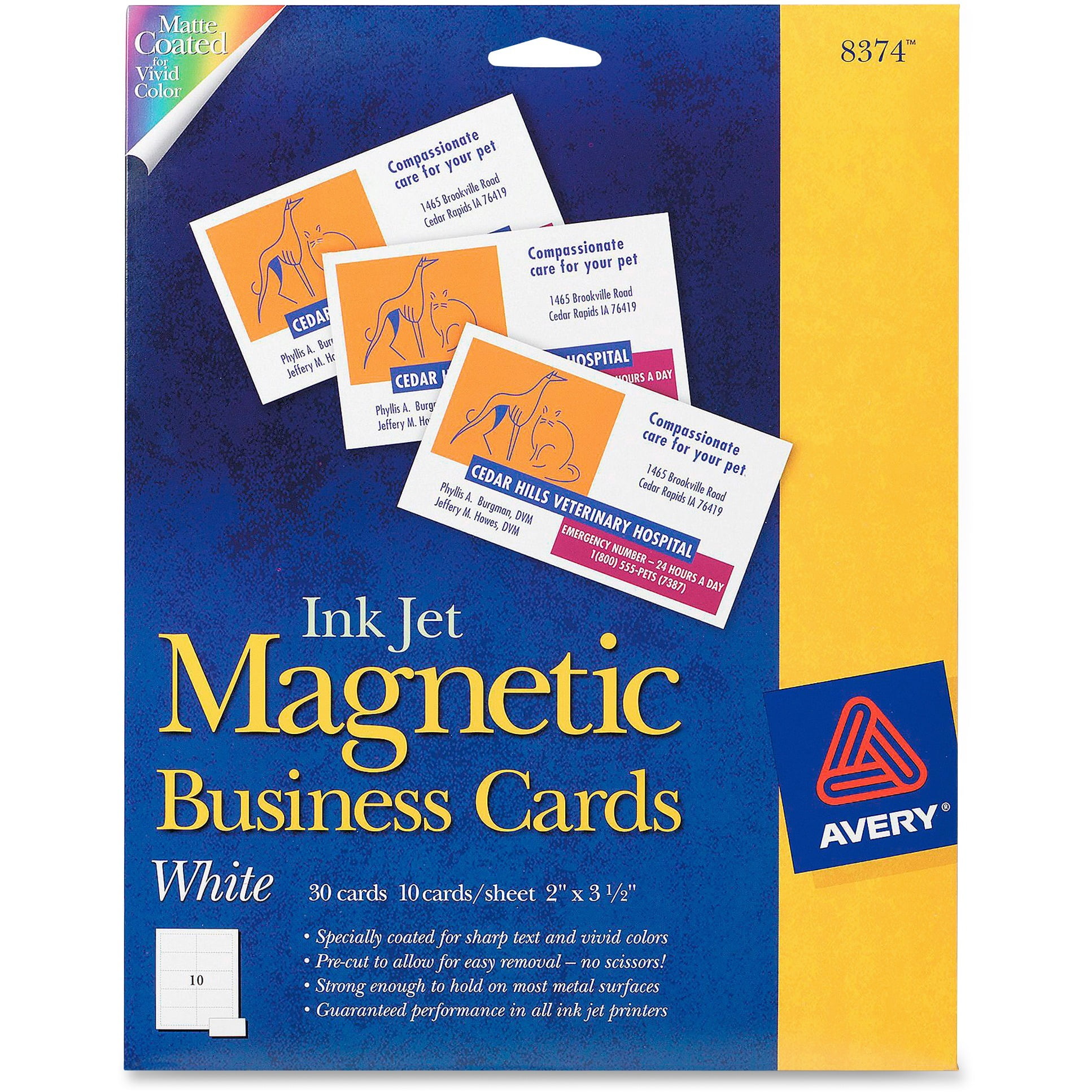 Magnetic Business Cards, 2" x 3-1/2" , Matte White, 30 Cards (8374) -  Walmart.com - Walmart.com